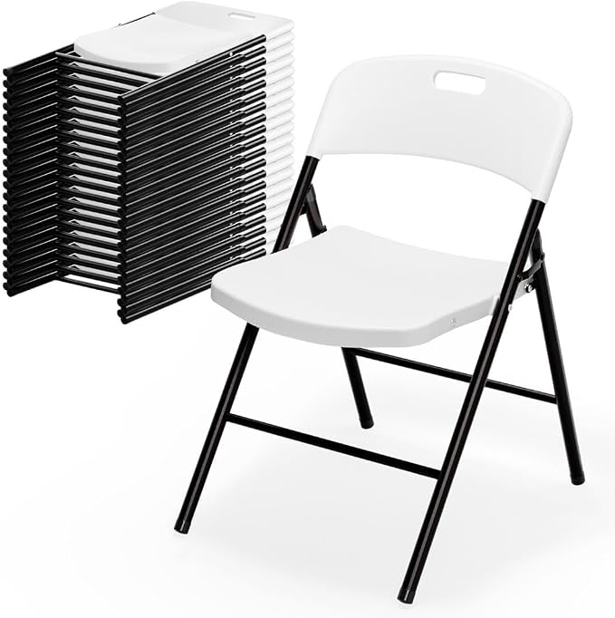Bonnlo 20-Pack White Plastic Folding Chairs, Portable Seat by Bonnlo