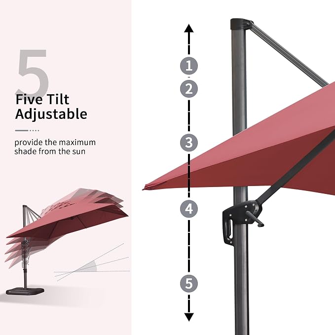 PURPLE LEAF Patio Umbrella 9' x 11.5' Rectangle All-Day Shade Control Terra | - Image 3