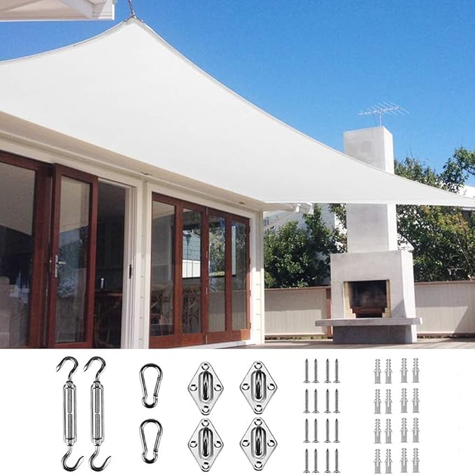 Quictent Sun Shade Sail for Patio w/Hardware Kit 185GSM 24x24ft White | Square by QUICTENT