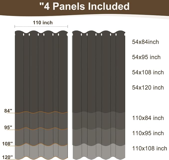 Windproof Outdoor Curtains for Patio Waterproof 4 Pcs 110x84 In Cream | Grommet - Image 9