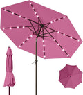 9FT Patio Umbrella with Solar Lights, Outdoor Market Umbrella with Tilt and by YourPerfectOutdoorEscape