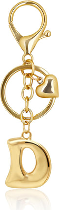 Gold Bubble Heart, Cherry, Bow & More Designs Letter Initial Keychain Bag Charms – Cute Purse Charms for Handbags