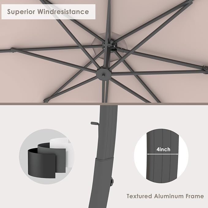 11FT All Aluminum Cantilever Patio Umbrella - Image 6