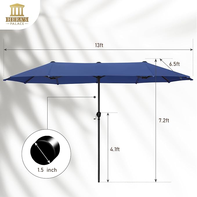 HERA'S PALACE 13 ft Large Patio Umbrella, Double-Sided Twin, Outdoor Market - Image 7