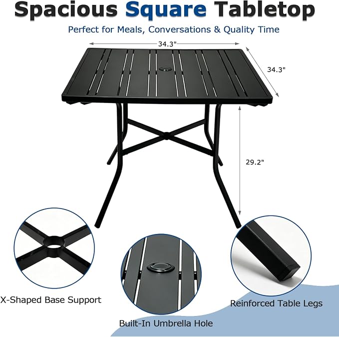 5 Piece Patio Dining Set with Black Outdoor Metal Table & 4 Hand-Woven PE - Image 6