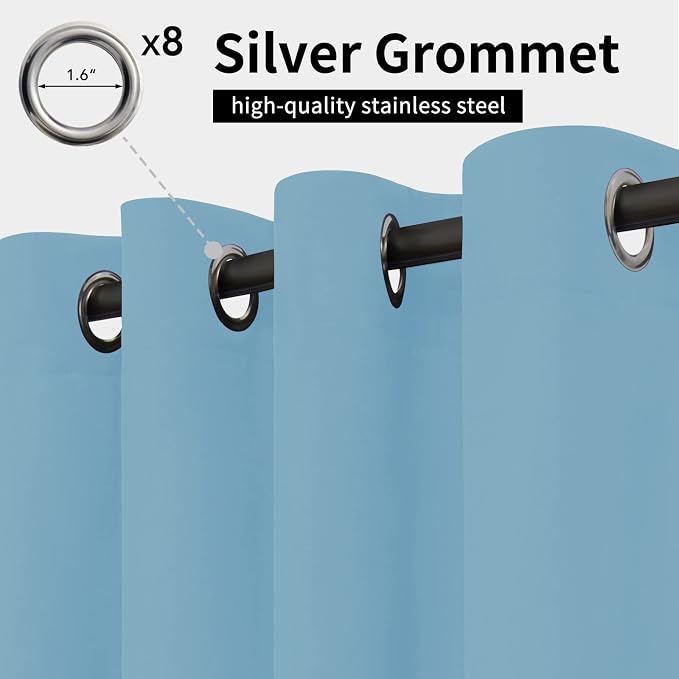 Easy-Going Outdoor Curtains for Patio 1 Panel, 54x120 inch, Sky Blue | - Image 2