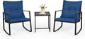 SUNCROWN 3 Piece Outdoor Rocking Bistro Set Black Wicker Furniture Porch Chairs by HOME