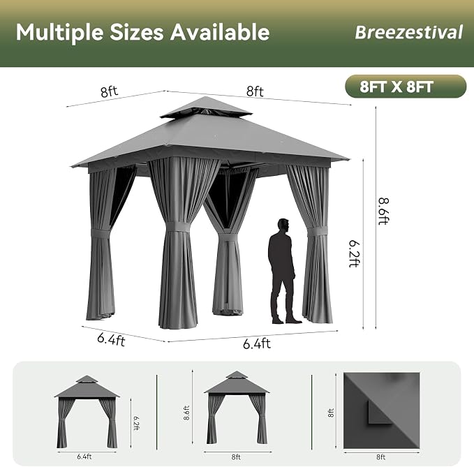 8'x8' Gazebo, Metal Frame Canopy - Image 2