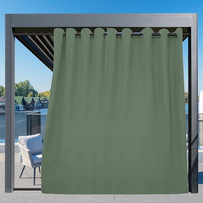 Easy-Going Outdoor Curtains for Patio 1 Panel, 150x108 inch, Sage Green | - Image 3