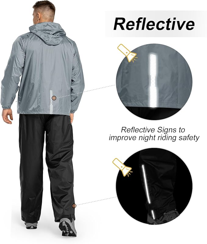 33,000ft Men's Rain Suit Packable Waterproof Lightweight Rain Gear for Golf Hiking Cycling 2 Pieces(Rain Jackets and Pants)