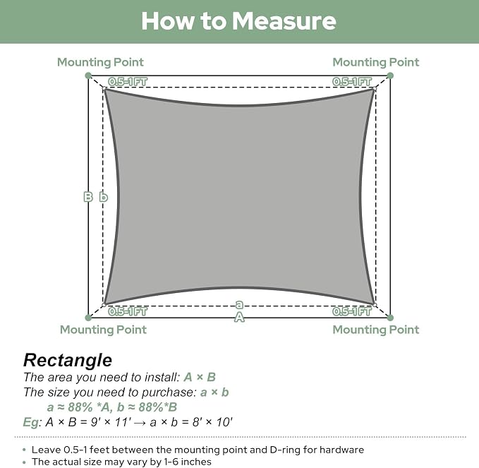 TasticTotes Rectangle Sun Shade Sail, 95% UV Blockage, Yard & Deck. Reinforced - Image 3