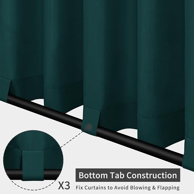 Easy-Going Outdoor Patio Curtains 2 Panels, 54x108 inch, Teal | Privacy - Image 3