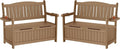 YEFU Outdoor Bench Set of 2, Heavy Duty Garden Storage Bench, Teak | HIPS by YEFU