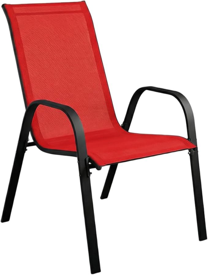Stackable Patio Chairs Set of 1/2/4, Heavy Duty Metal Frame & Teslin Fabric by Unknown