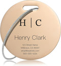 Personalized Luggage Tags for Suitcases - Stainless Steel Custom Luggage Tags for Backpacks & Bags, Sturdy, Waterproof & Heavy Duty (Rose Gold/Round)