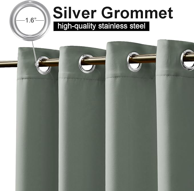 NICETOWN 2 Panels Sage Green Outdoor Patio Curtains 108 inches Long Waterproof - Image 3