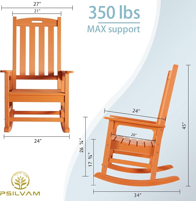 Oversized Outdoor Rocking Chair, HDPE Porch Rocker | High Back Rocking Chairs - Image 3