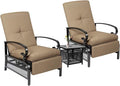 Incbruce 3 Pieces Outdoor Lounge Recliner Set, 2 Adjustable Metal Recliner Sofa by Incbruce