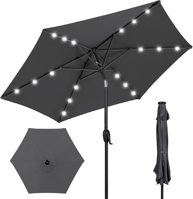 Best Choice Products 7.5ft Solar Umbrella LED Lighted Patio Umbrella, Table by Unknown