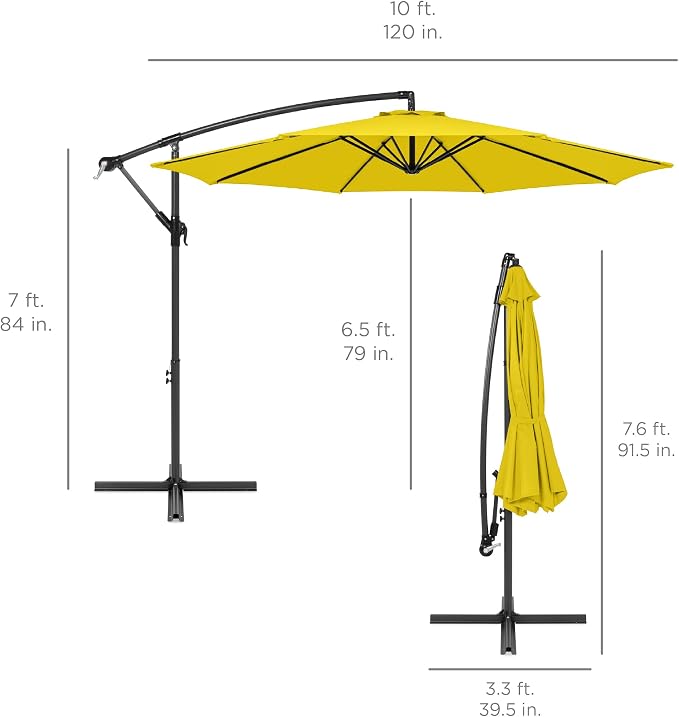Best Choice Products 10ft Offset Cantilever Hanging Market Patio Umbrella - Image 7
