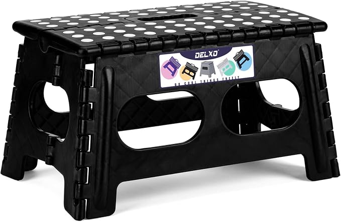 Delxo Folding Step Stool 9 inch, 300Lbs Extra Wide Step Stool by Delxo