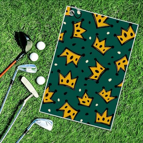 Yellow Crown Golf Towel with Bag Clip, Gift - Image 6