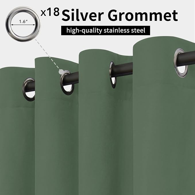 Easy-Going Outdoor Curtains for Patio 1 Panel, 150x108 inch, Sage Green | - Image 2