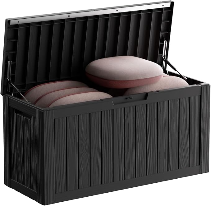 90 Gallon Waterproof Resin Deck Box, UV Resistant Outdoor Storage by KFY