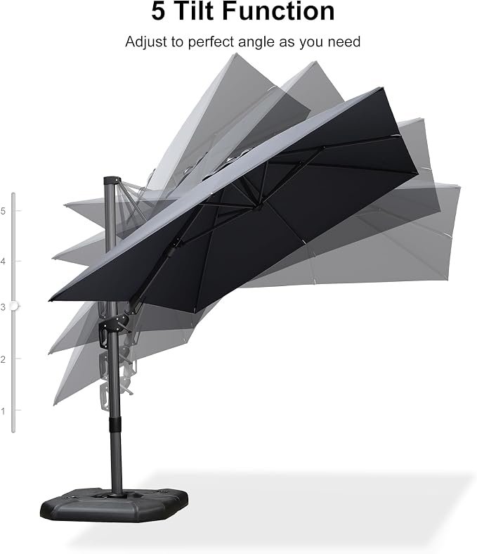 PURPLE LEAF Patio Cantilever Umbrella Left-right Tilting 8.2' X 11.5' Grey | 5 - Image 8