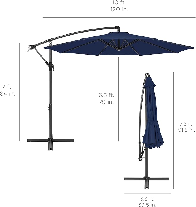 Best Choice Products 10ft Offset Cantilever Hanging Market Patio Umbrella - Image 7
