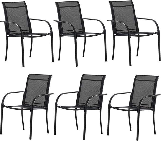 Outdoor Dining Chairs Set of 6, Stackable Patio Chair by Seekverse
