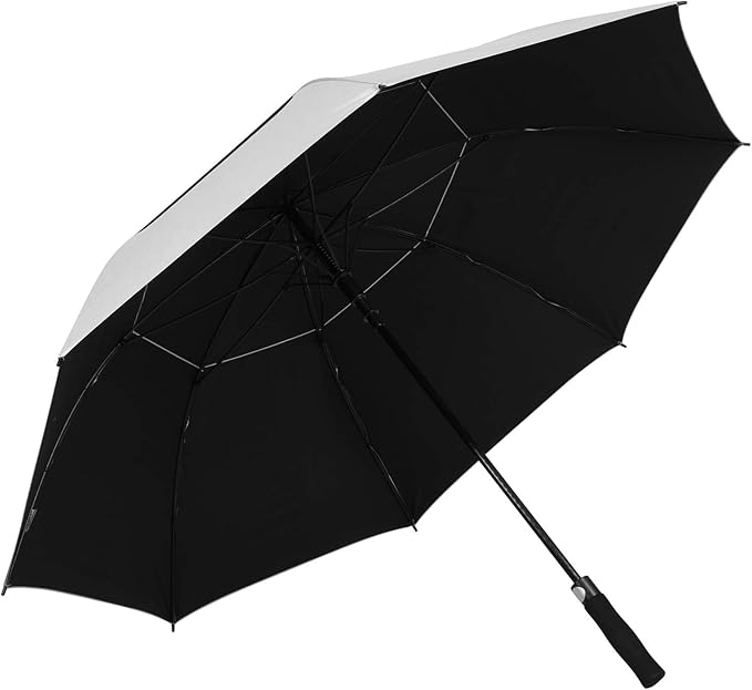 ZEKAR 54“ & 62" & 68" Windproof Large Vented Canopy Golf Umbrella, UPF 50+ Patio Umbrella, Sun Rain UV Protection Rain Umbrella | Keep You Cool (Silver, 54")