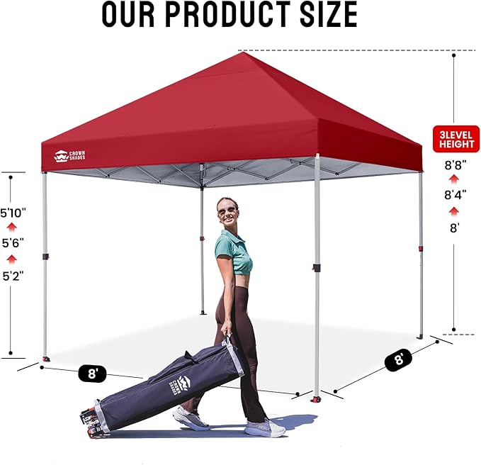 CROWN SHADES 8x8 Pop Up Canopy Tent - Image 5