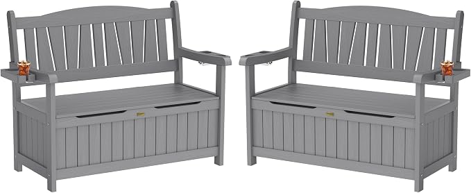 YEFU Outdoor Bench Set of 2, Heavy Duty Garden Storage Bench, Weatherproof by YEFU