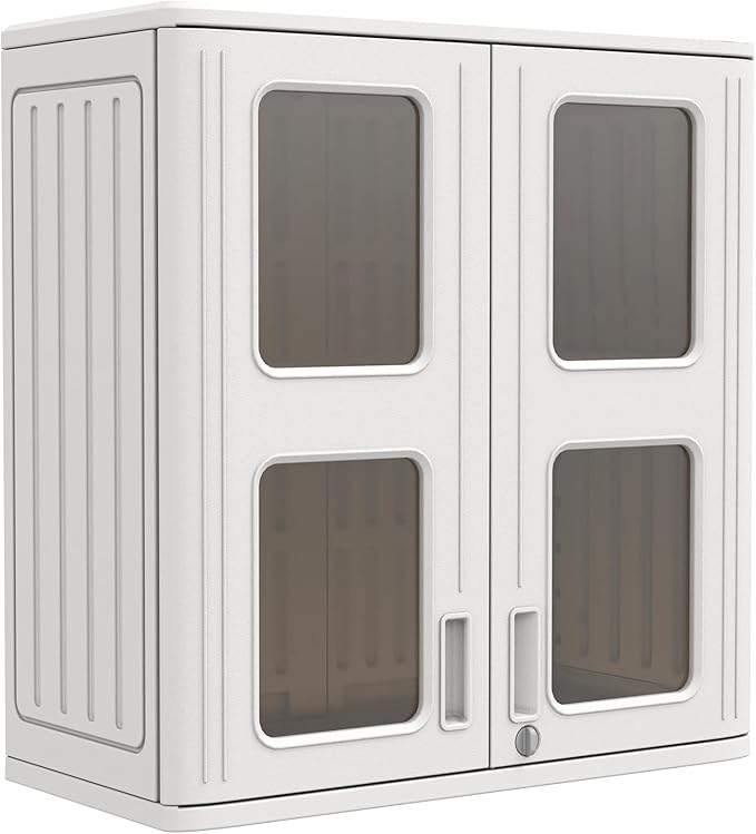 Outdoor Storage Cabinet Waterproof, Resin Garage and Laundry Room Wall Mounted by KINYING