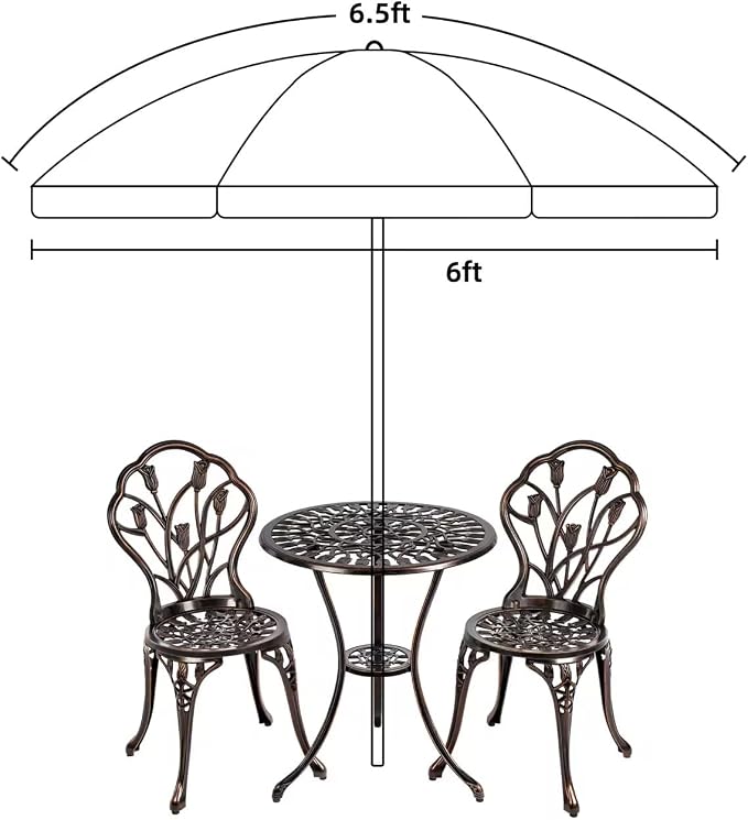 AMMSUN Patio Umbrella, 6.5 ft Outdoor Table Umbrella - Image 7