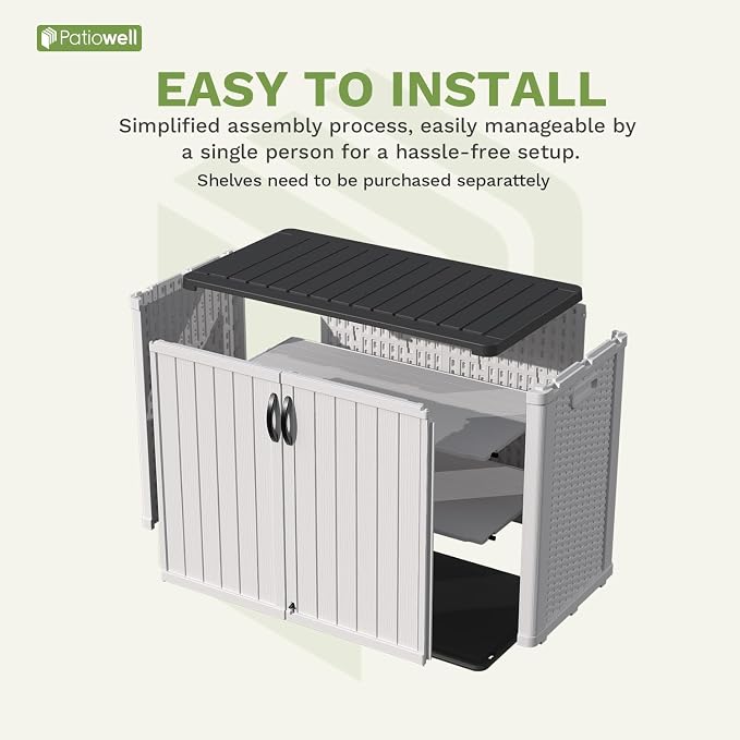 Patiowell 26 Cu.ft Plastic Outdoor Storage Cabinet, Lockable Waterproof - Image 8