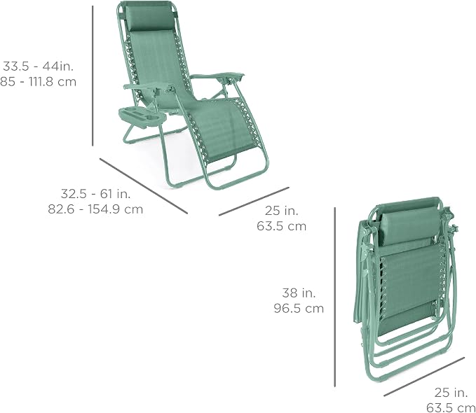Best Choice Products Set of 2 Adjustable Steel Mesh Zero Gravity Lounge Chair - Image 3