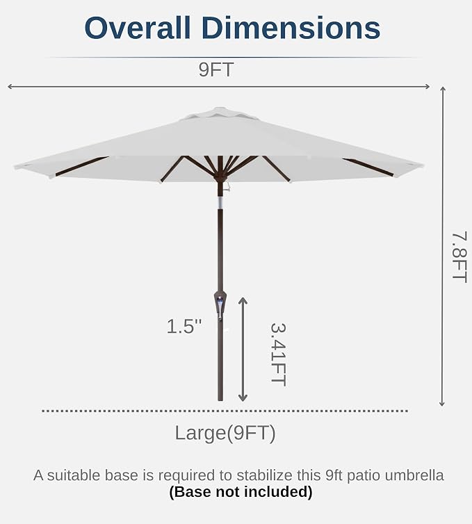 9FT Auto-Tilt Patio Umbrella|Outdoor Market Table Umbrella - Image 7