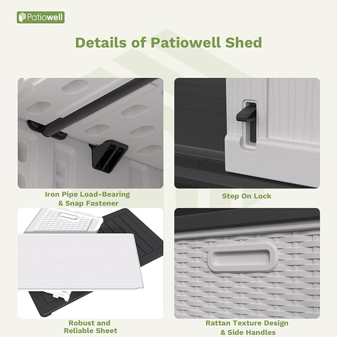 Patiowell 26 Cu.ft Plastic Outdoor Storage Cabinet, Lockable Waterproof - Image 9