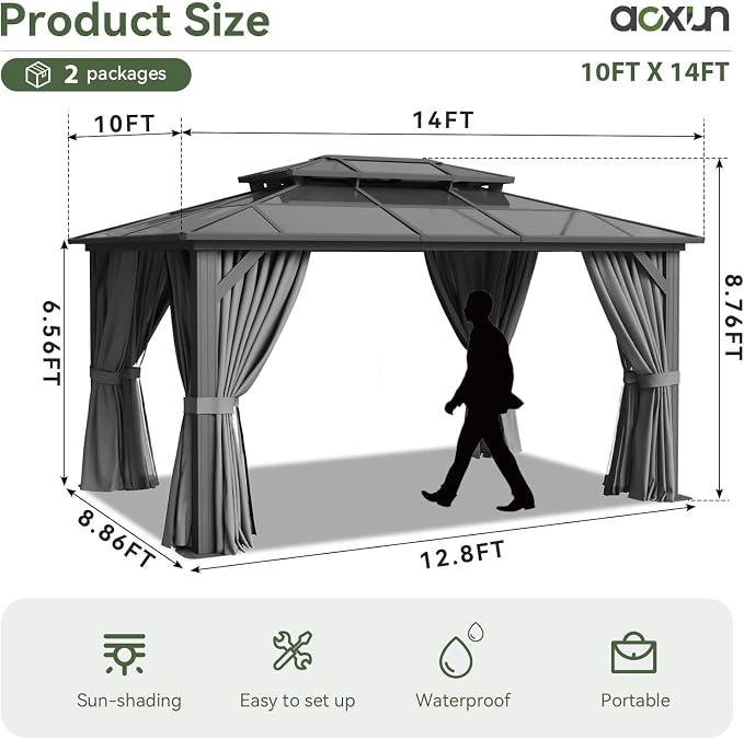 Aoxun 10'x14' Hardtop Gazebo - Image 4