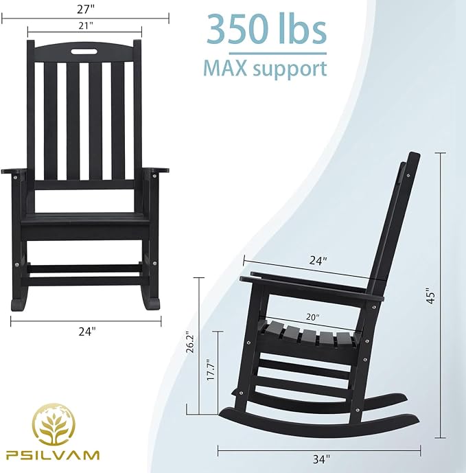 Outdoor Rocking Chairs Set of 2, Oversized Porch Rocker | Weather Resistant - Image 3