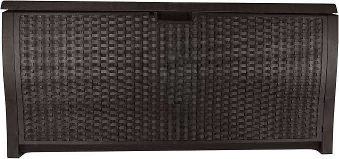 Suncast 99 Gallon Deck Garden Garage Home Wicker Resin Pool Box - Image 7
