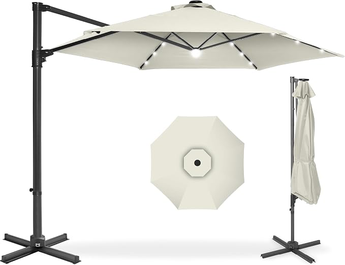 Best Choice Products 10ft Solar LED Offset Cantilever Hanging Market Patio by Unknown