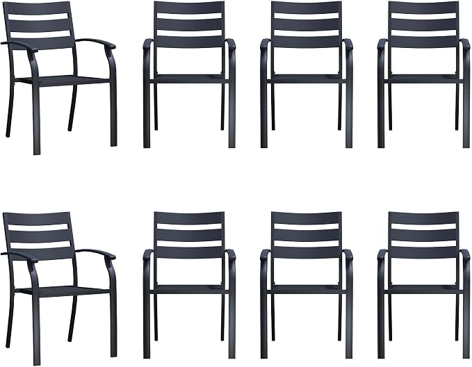 Patio Dining Chairs Set of 8, Metal Patio Furniture Set - Image 9
