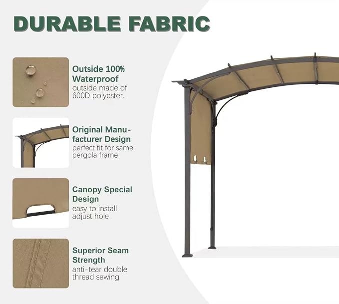 85" x 208" Universal Pergola Replacement Canopy Cover | Waterproof Shade Top - Image 5