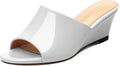 Wedge Sandals for Women Open Toe Wedge Heels Womens Matte High Heel Sandal Round Toe Heeled Wedge Sandals Slip on Casual shoes 2 inch