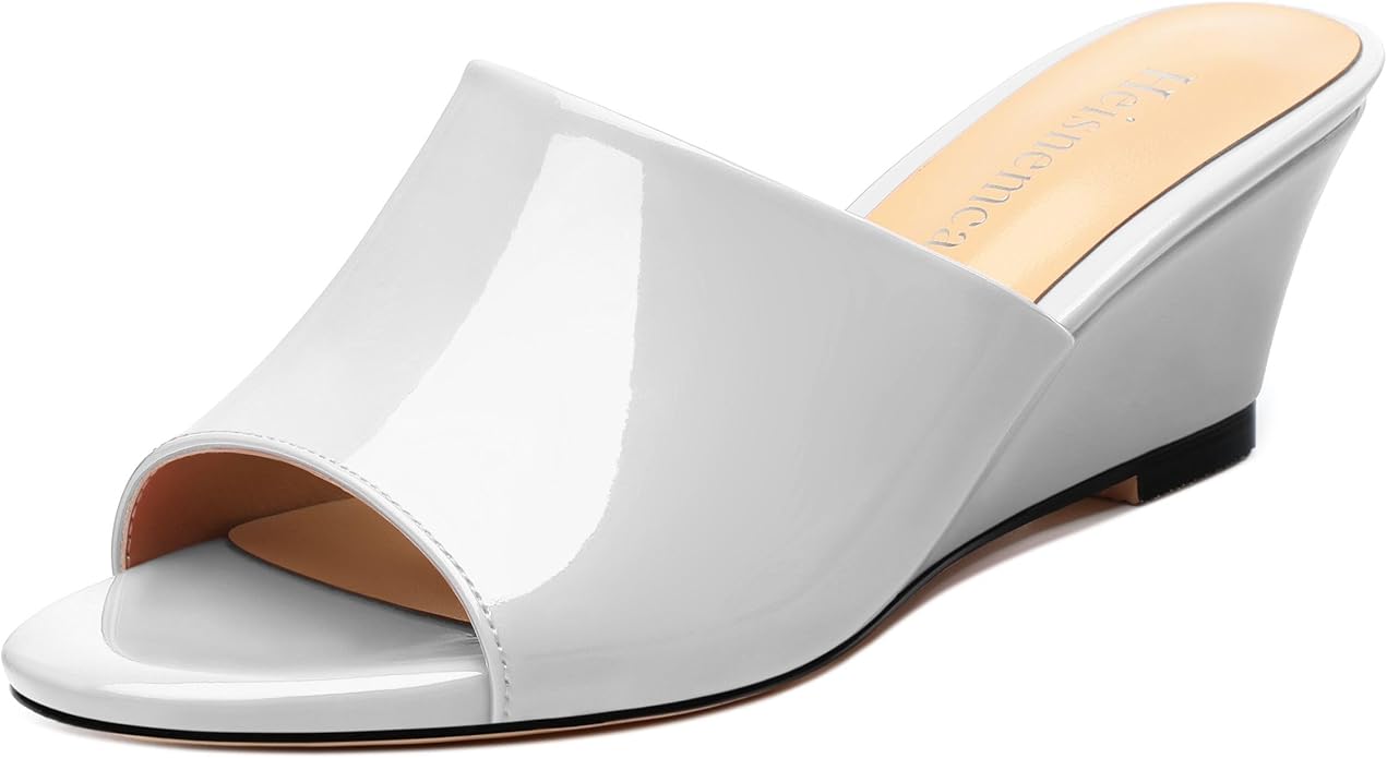 Wedge Sandals for Women Open Toe Wedge Heels Womens Matte High Heel Sandal Round Toe Heeled Wedge Sandals Slip on Casual shoes 2 inch