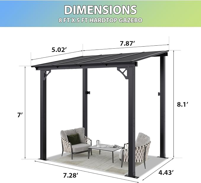 Aoxun 8’x5’ Premium Gazebo - Image 2