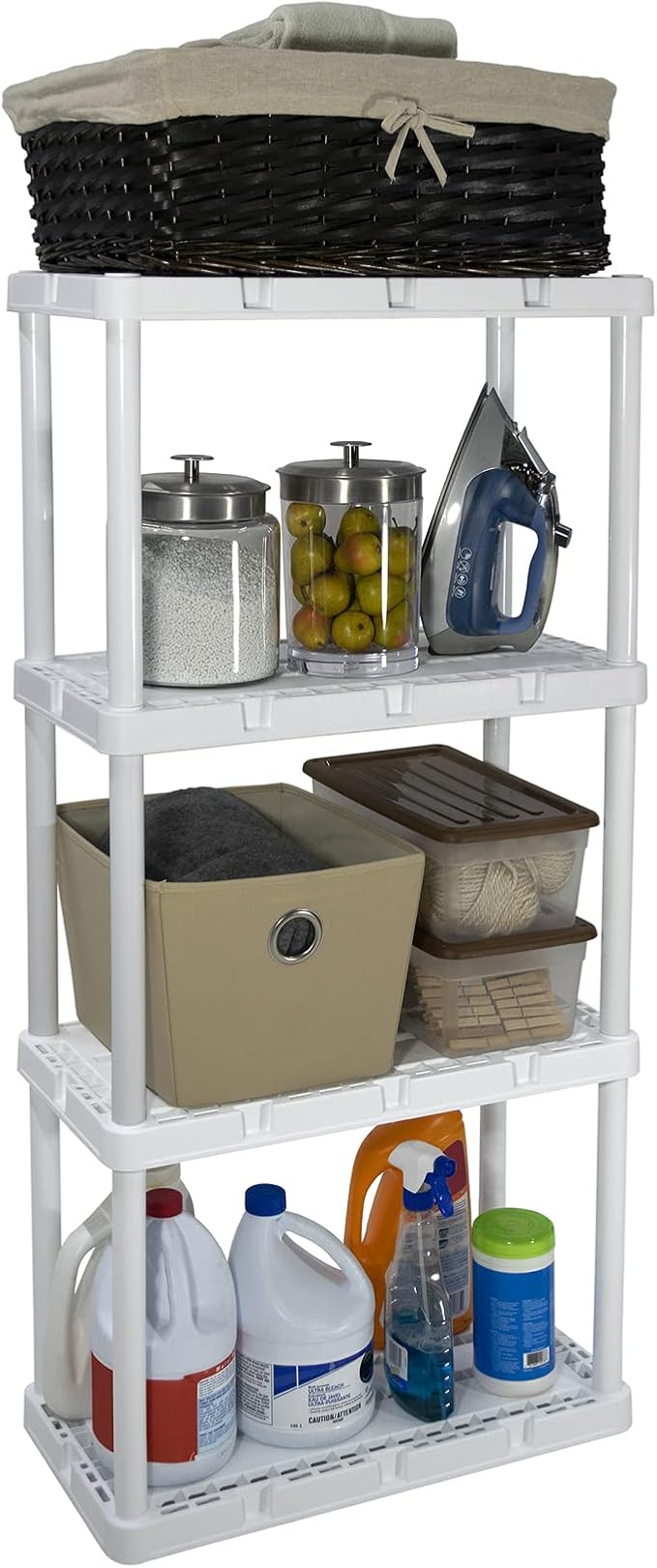 Gracious Living 4-Shelf Unit, Plastic Storage Shelves and Rack, Knect-A-Shelf - Image 9